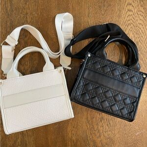 Blush Kiss White Black Mini Purse Bundle Crossbody Strap and Handle Rosegold